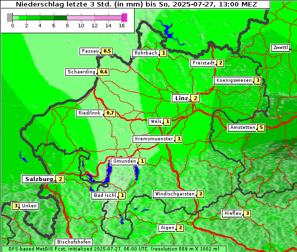 Niederschlag, 27. 7. 2025