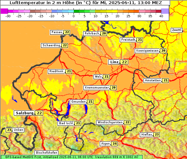 Temperatur, 11. 6. 2025