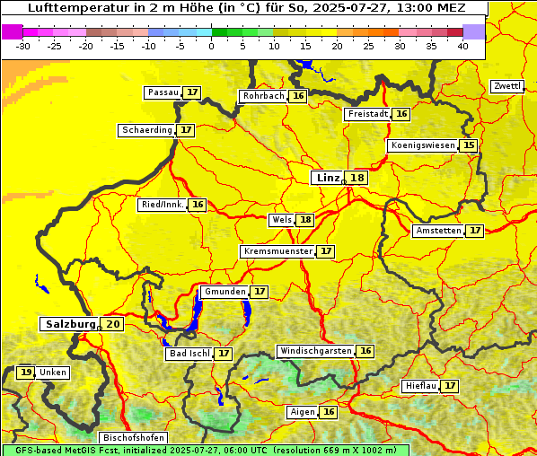 Temperatur, 27. 7. 2025