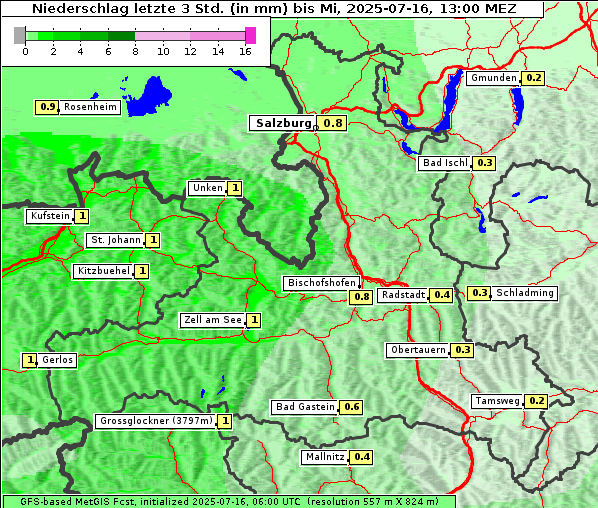 Niederschlag, 16. 7. 2025