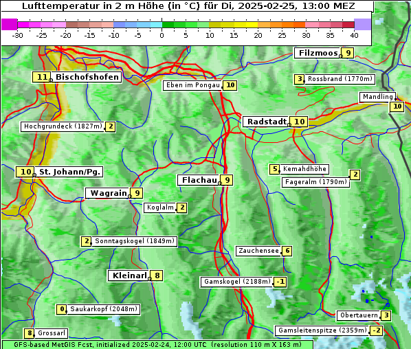 Temperatur, 25. 2. 2025