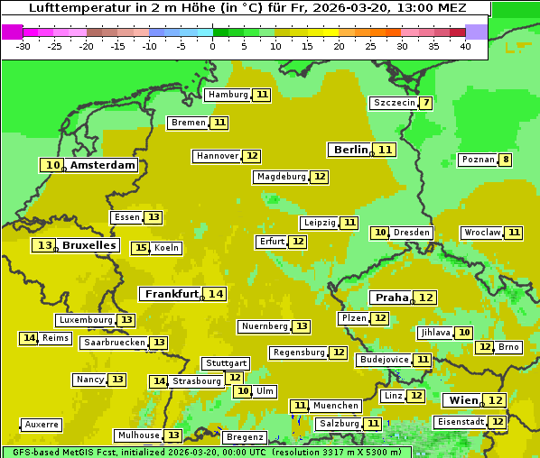 Temperatur, 20. 3. 2026