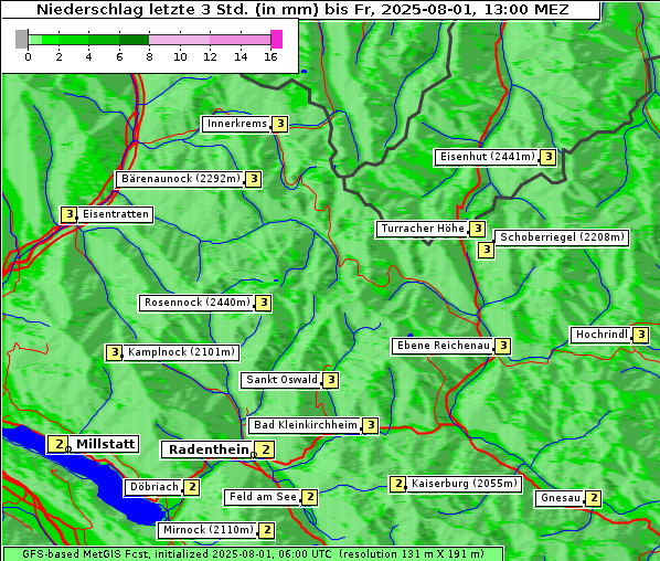 Niederschlag, 1. 8. 2025