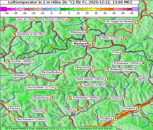 Temperatur, 12. 12. 2025