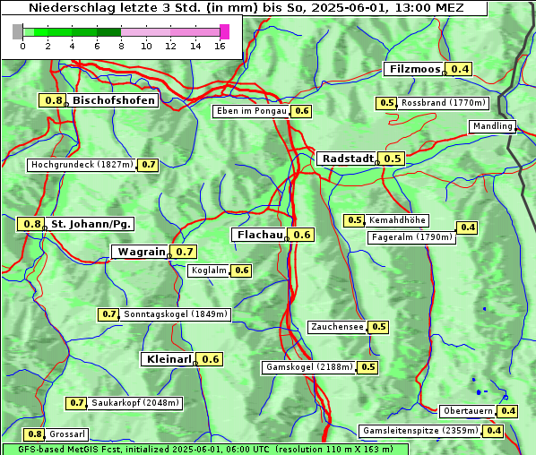 Niederschlag, 1. 6. 2025