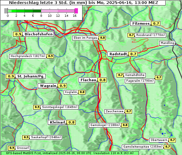 Niederschlag, 16. 6. 2025