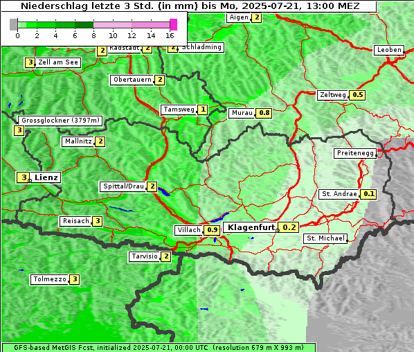 Niederschlag, 21. 7. 2025