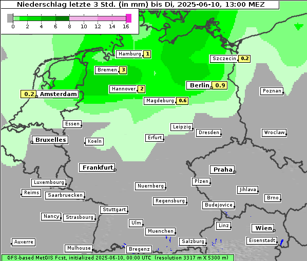 Niederschlag, 10. 6. 2025