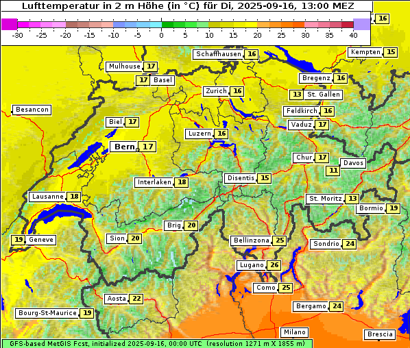 Temperatur, 16. 9. 2025