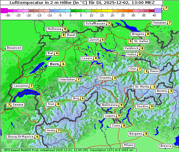 Temperatur, 2. 12. 2025
