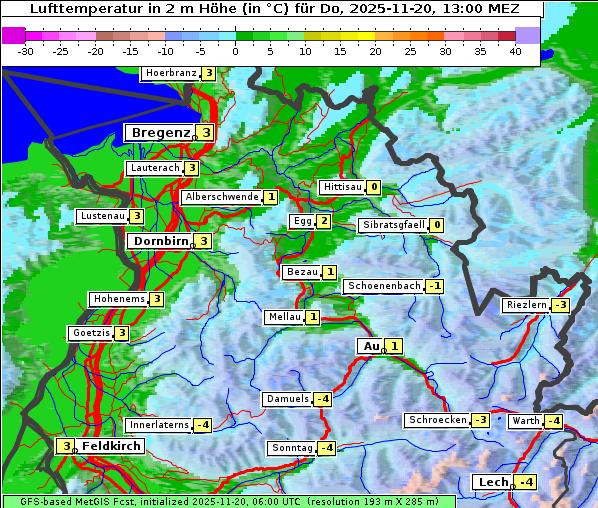 Temperatur, 20. 11. 2025