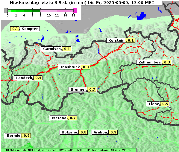 Niederschlag, 9. 5. 2025