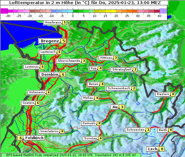 Temperatur, 23. 1. 2025