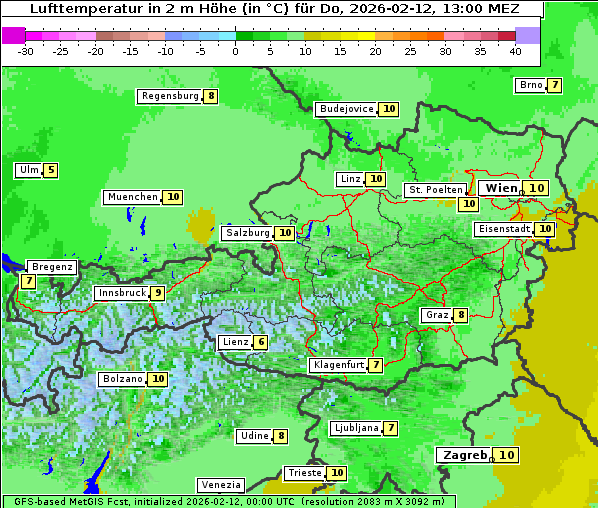 Temperatur, 12. 2. 2026