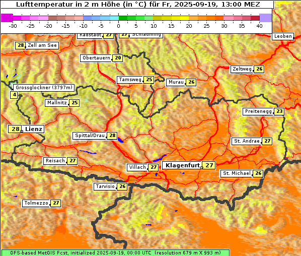 Temperatur, 19. 9. 2025