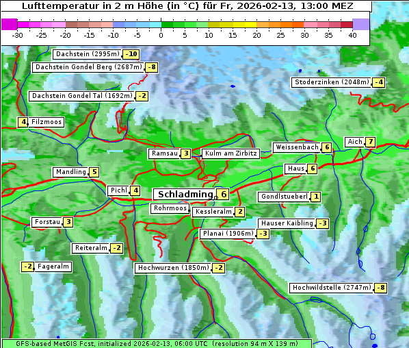 Temperatur, 13. 2. 2026