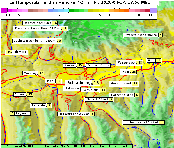 Temperatur, 17. 4. 2026