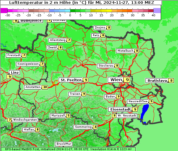 Temperatur, 27. 11. 2024