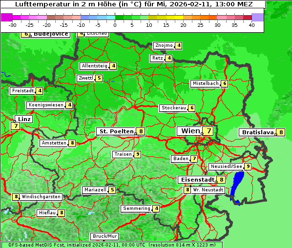 Temperatur, 11. 2. 2026