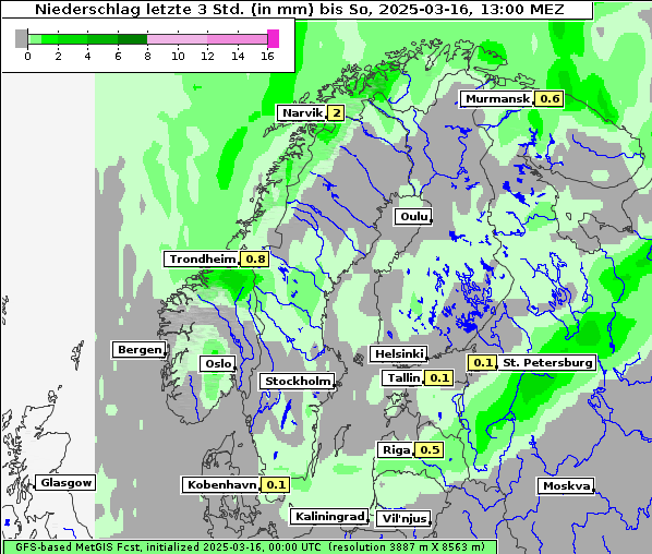 Niederschlag, 16. 3. 2025
