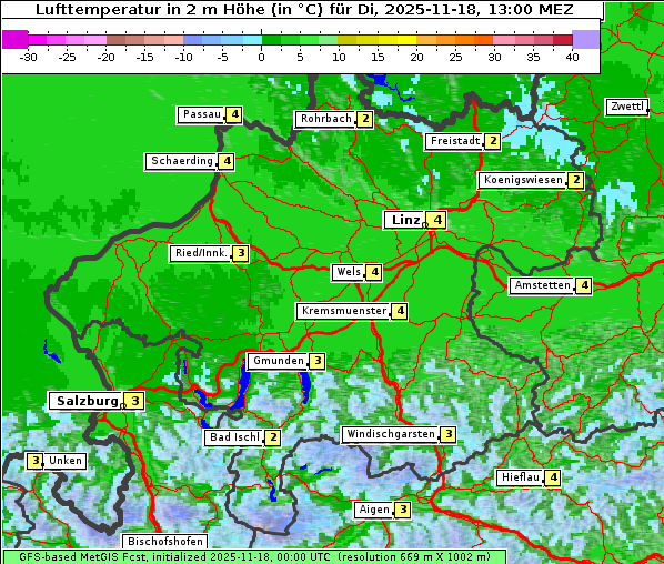 Temperatur, 18. 11. 2025