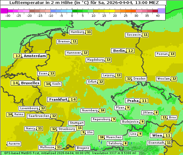 Temperatur, 4. 4. 2026