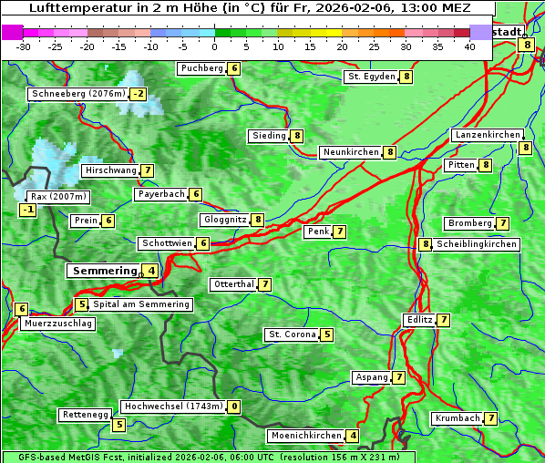Temperatur, 6. 2. 2026
