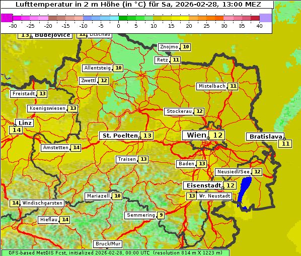 Temperatur, 28. 2. 2026