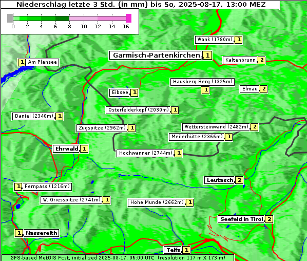 Niederschlag, 17. 8. 2025