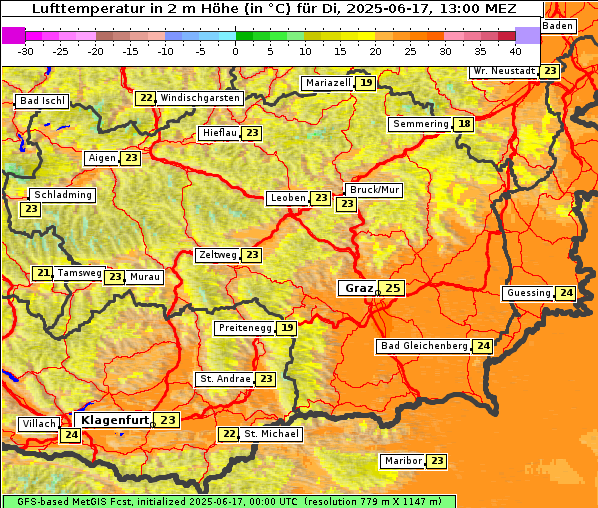 Temperatur, 17. 6. 2025