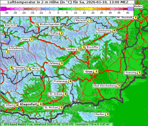 Temperatur, 10. 1. 2026