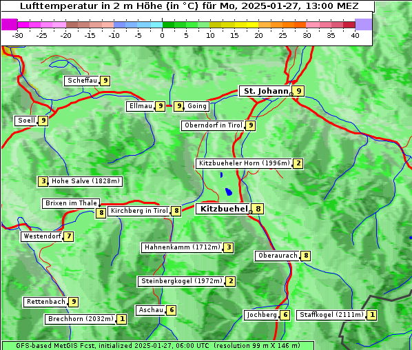 Temperatur, 27. 1. 2025