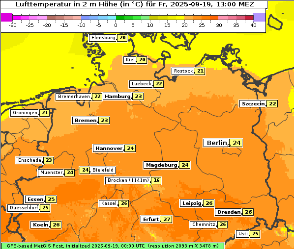 Temperatur, 19. 9. 2025