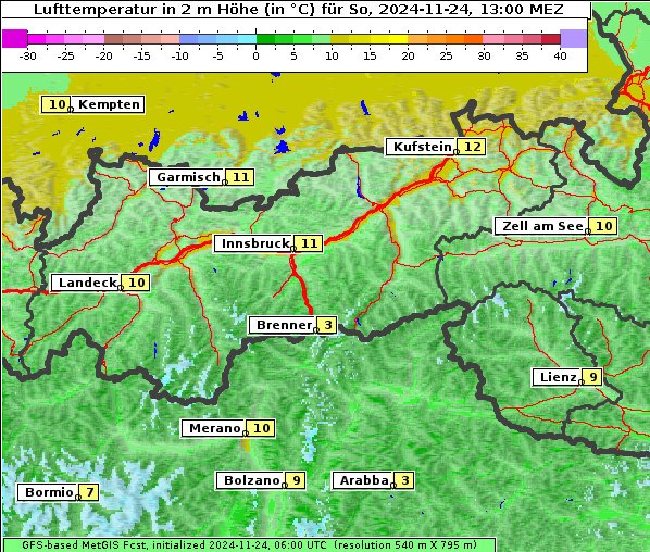 Temperatur, 24. 11. 2024