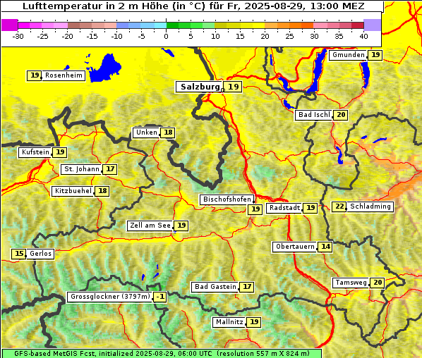 Temperatur, 29. 8. 2025