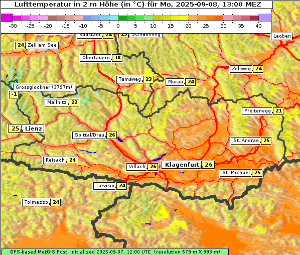 Temperatur, 8. 9. 2025