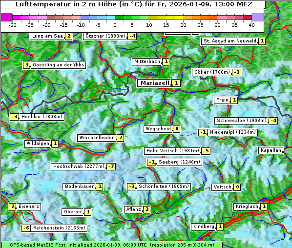 Temperatur, 9. 1. 2026