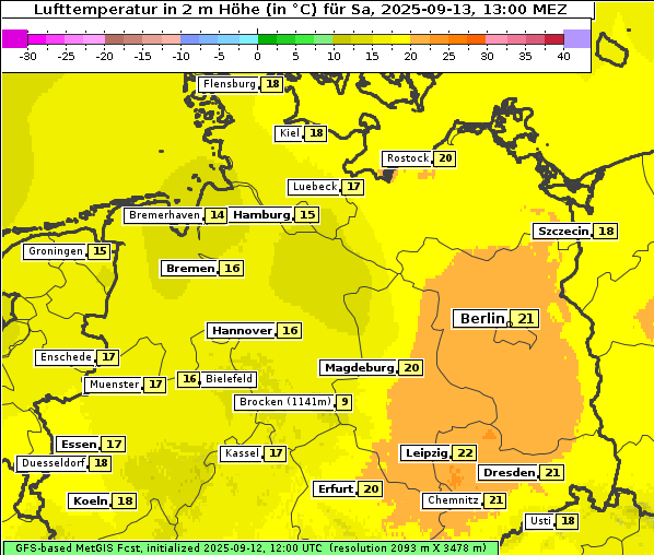 Temperatur, 13. 9. 2025