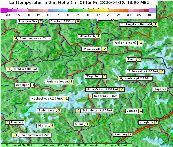 Temperatur, 10. 4. 2026