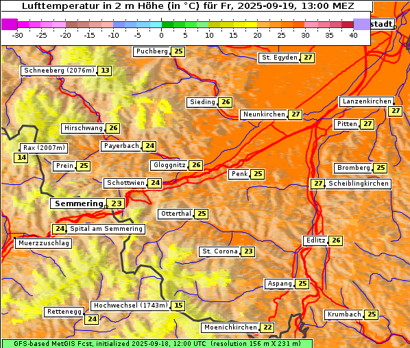 Temperatur, 19. 9. 2025