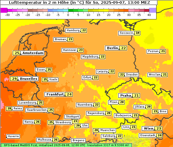 Temperatur, 7. 9. 2025