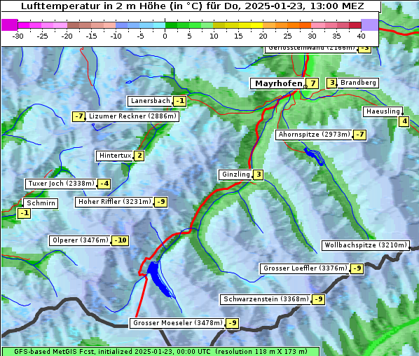 Temperatur, 23. 1. 2025