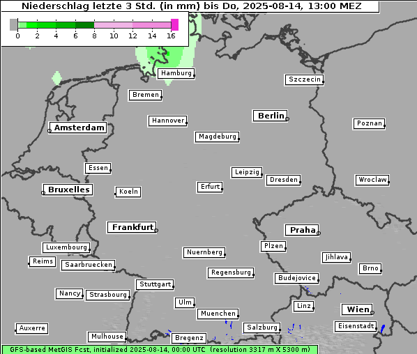 Niederschlag, 14. 8. 2025