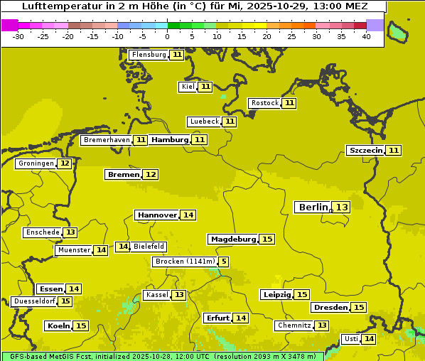 Temperatur, 29. 10. 2025