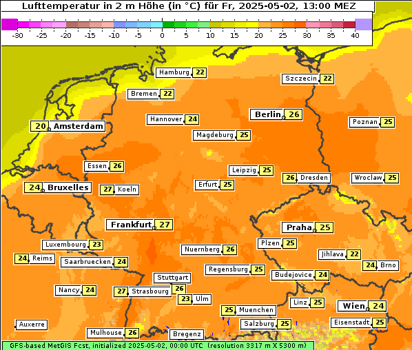 Temperatur, 2. 5. 2025