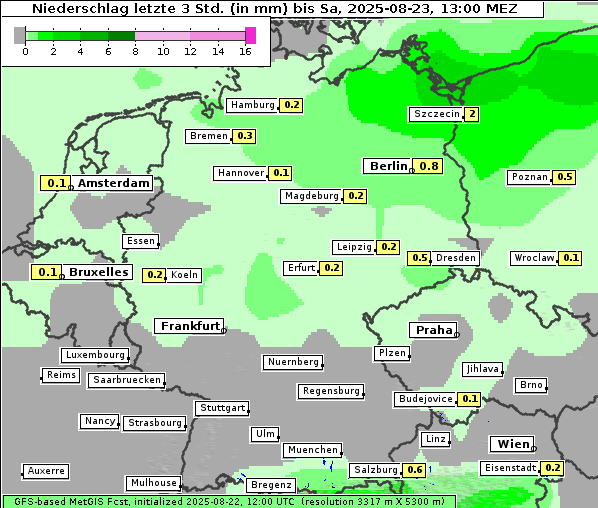 Niederschlag, 23. 8. 2025