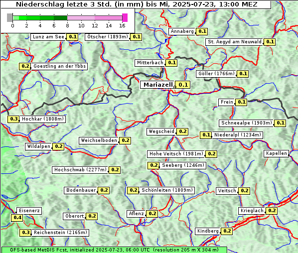 Niederschlag, 23. 7. 2025
