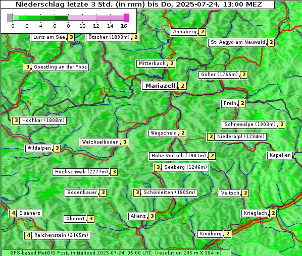 Niederschlag, 24. 7. 2025