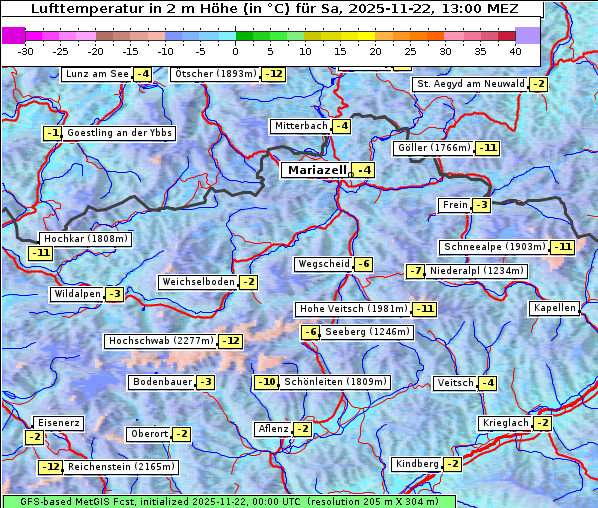 Temperatur, 22. 11. 2025