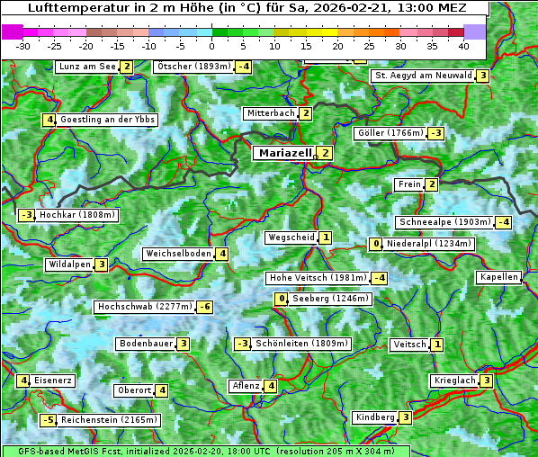 Temperatur, 21. 2. 2026